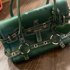 Forest green leather hobo